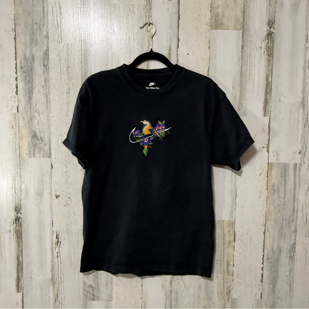 Nike Black Tee with Embroidered Bird Logo